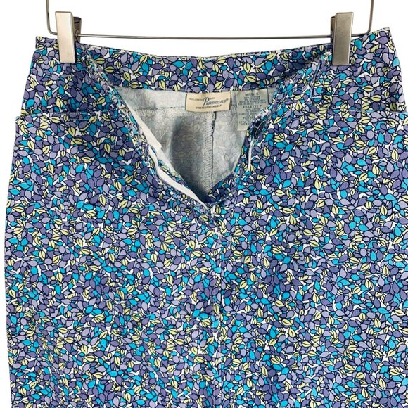 vibrant floral print cotton straight pencil fitted skirt SZ missy small Pemans - Picture 5 of 11